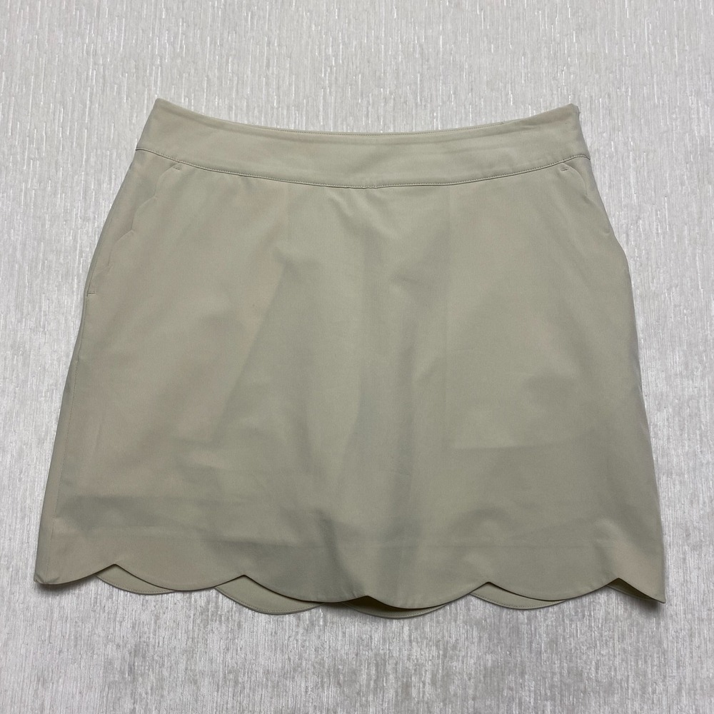 Vineyard Vines Performance Golf Skort Run Sz 8 Khaki Built In Brief Scalloped